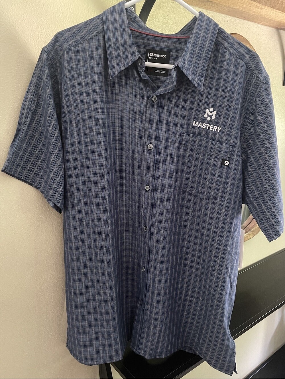 Marmot Eldridge SS Shirt Mens Size XL Short Sleeve Button Up Blue